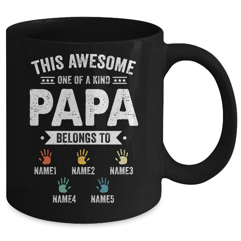 Personalized This Awesome Papa Belongs To Custom Grandkids Name Color Hand Fathers Day Birthday Christmas Mug | siriusteestore