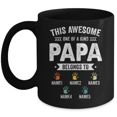 Personalized This Awesome Papa Belongs To Custom Grandkids Name Color Hand Fathers Day Birthday Christmas Mug | siriusteestore