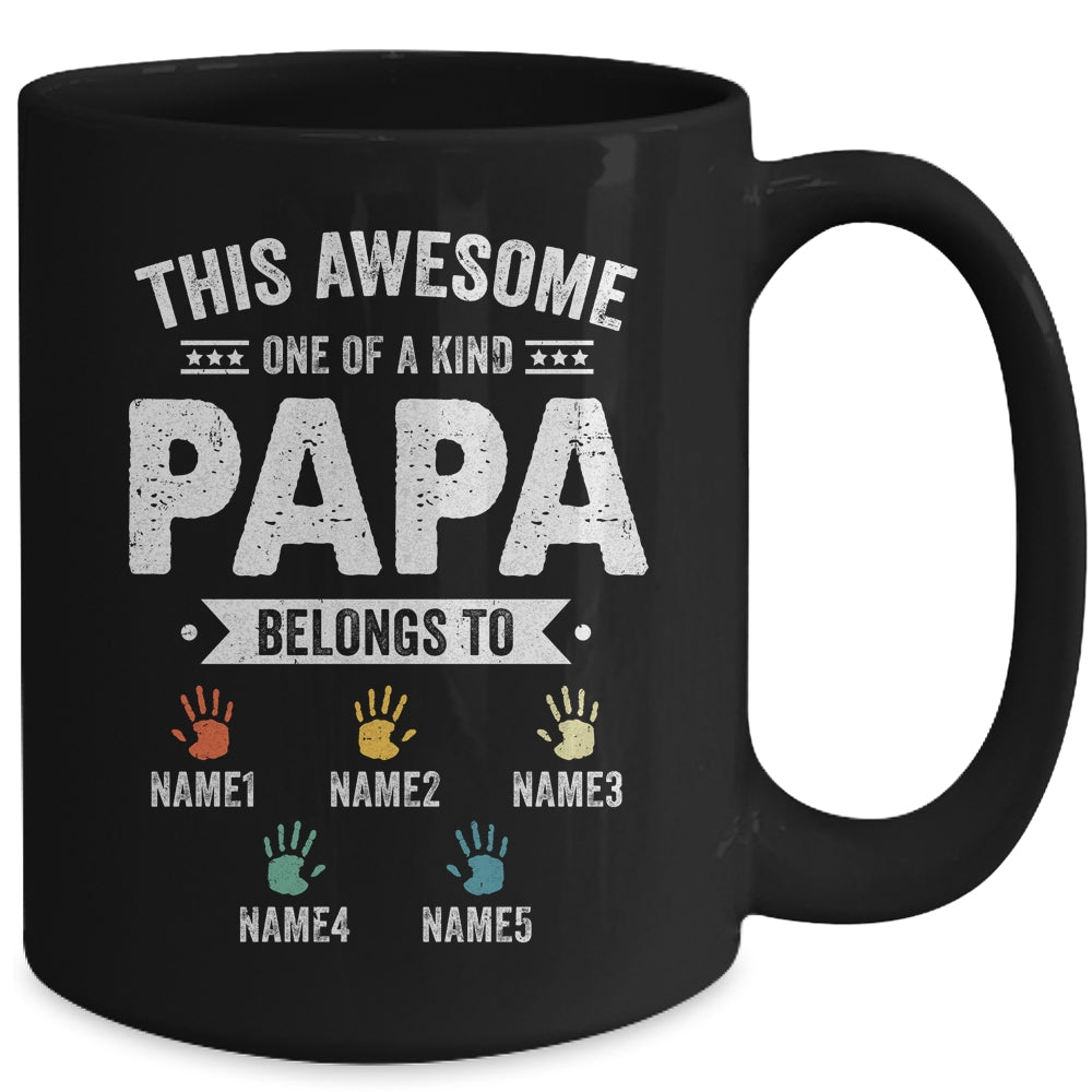 Personalized This Awesome Papa Belongs To Custom Grandkids Name Color Hand Fathers Day Birthday Christmas Mug | siriusteestore