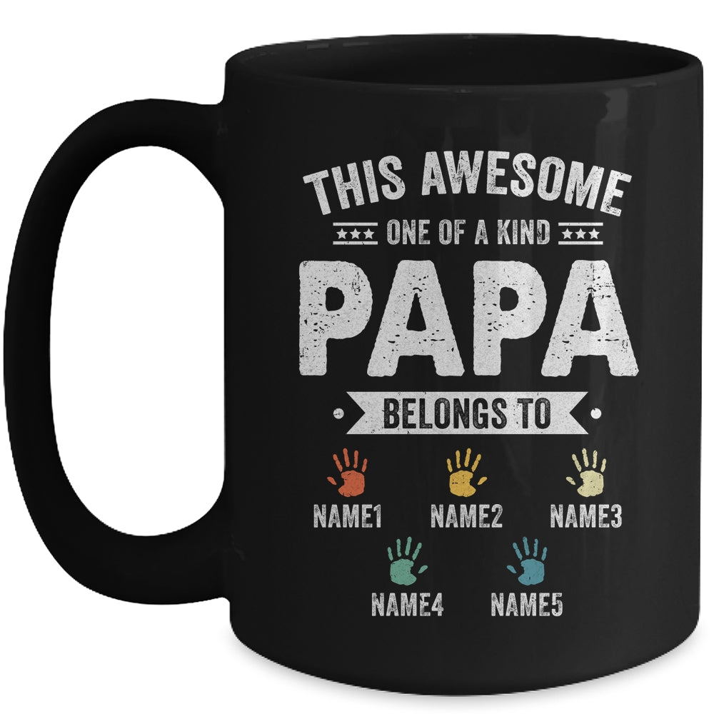 Personalized This Awesome Papa Belongs To Custom Grandkids Name Color Hand Fathers Day Birthday Christmas Mug | siriusteestore