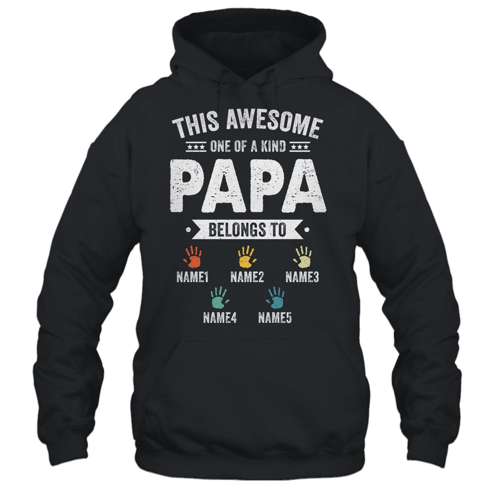 Personalized This Awesome Papa Belongs To Custom Grandkids Name Color Hand Fathers Day Birthday Christmas Shirt & Hoodie | siriusteestore