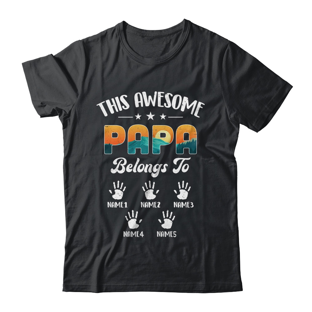 Personalized This Awesome Papa Belongs To Custom Kids Name Vintage Fathers Day Birthday Christmas Shirt & Hoodie | siriusteestore