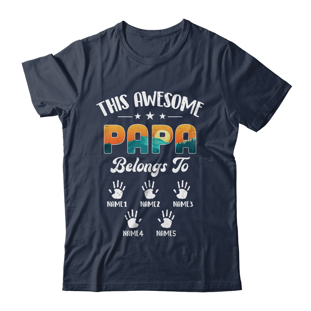 Personalized This Awesome Papa Belongs To Custom Kids Name Vintage Fathers Day Birthday Christmas Shirt & Hoodie | siriusteestore