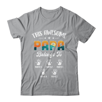 Personalized This Awesome Papa Belongs To Custom Kids Name Vintage Fathers Day Birthday Christmas Shirt & Hoodie | siriusteestore