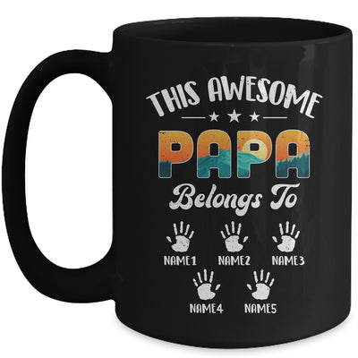 Personalized This Awesome Papa Belongs To Custom Kids Name Vintage Fathers Day Birthday Christmas Mug | siriusteestore