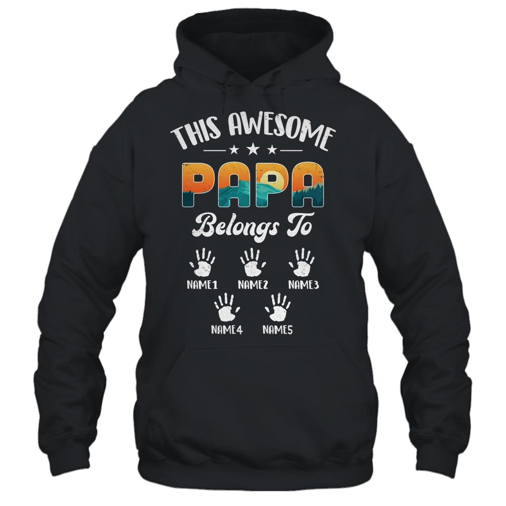 Personalized This Awesome Papa Belongs To Custom Kids Name Vintage Fathers Day Birthday Christmas Shirt & Hoodie | siriusteestore