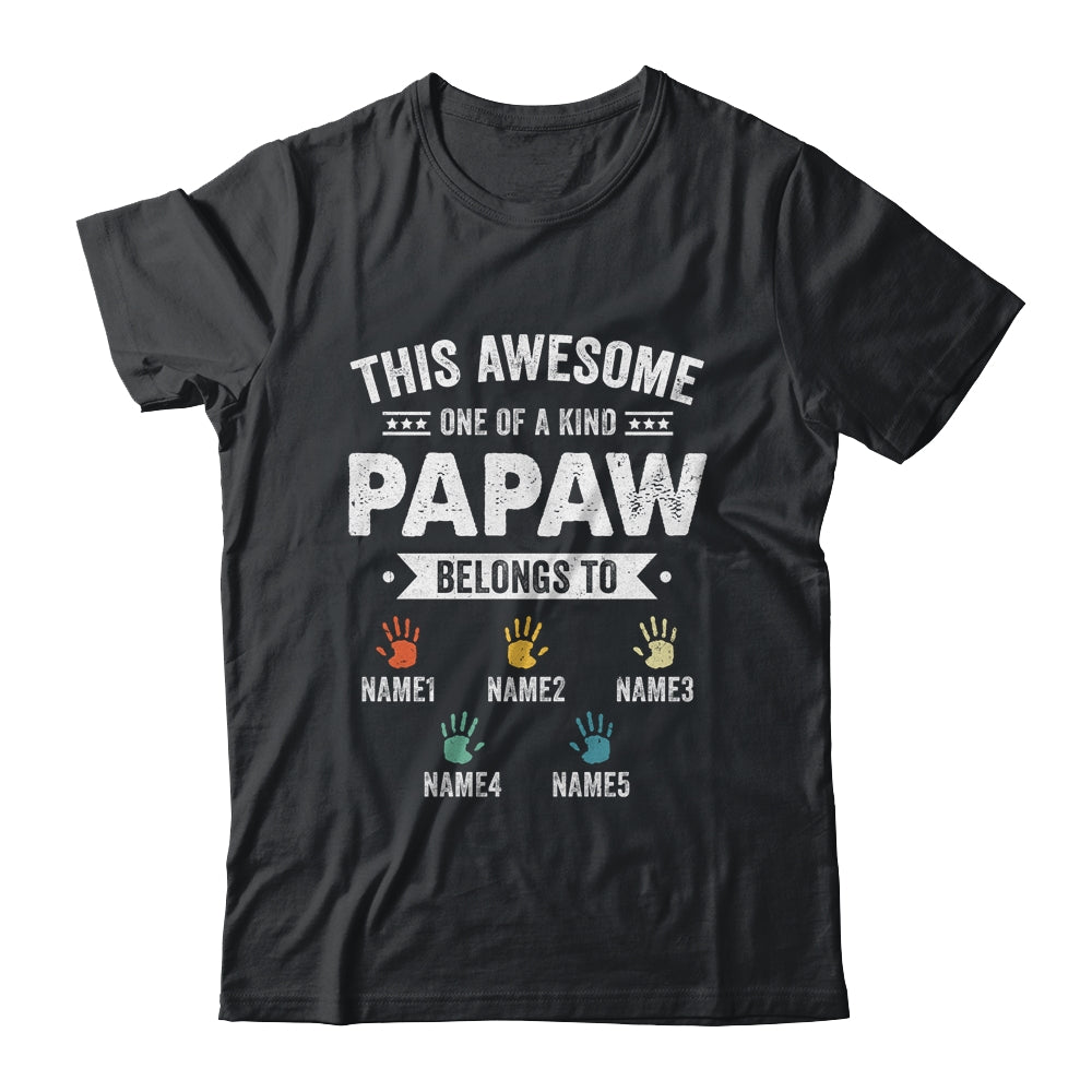 Personalized This Awesome Papaw Belongs To Custom Grandkids Name Color Hand Fathers Day Birthday Christmas Shirt & Hoodie | siriusteestore