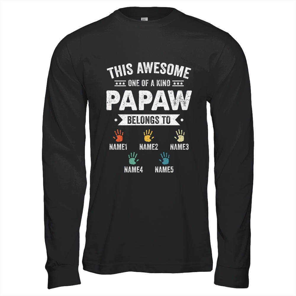Personalized This Awesome Papaw Belongs To Custom Grandkids Name Color Hand Fathers Day Birthday Christmas Shirt & Hoodie | siriusteestore