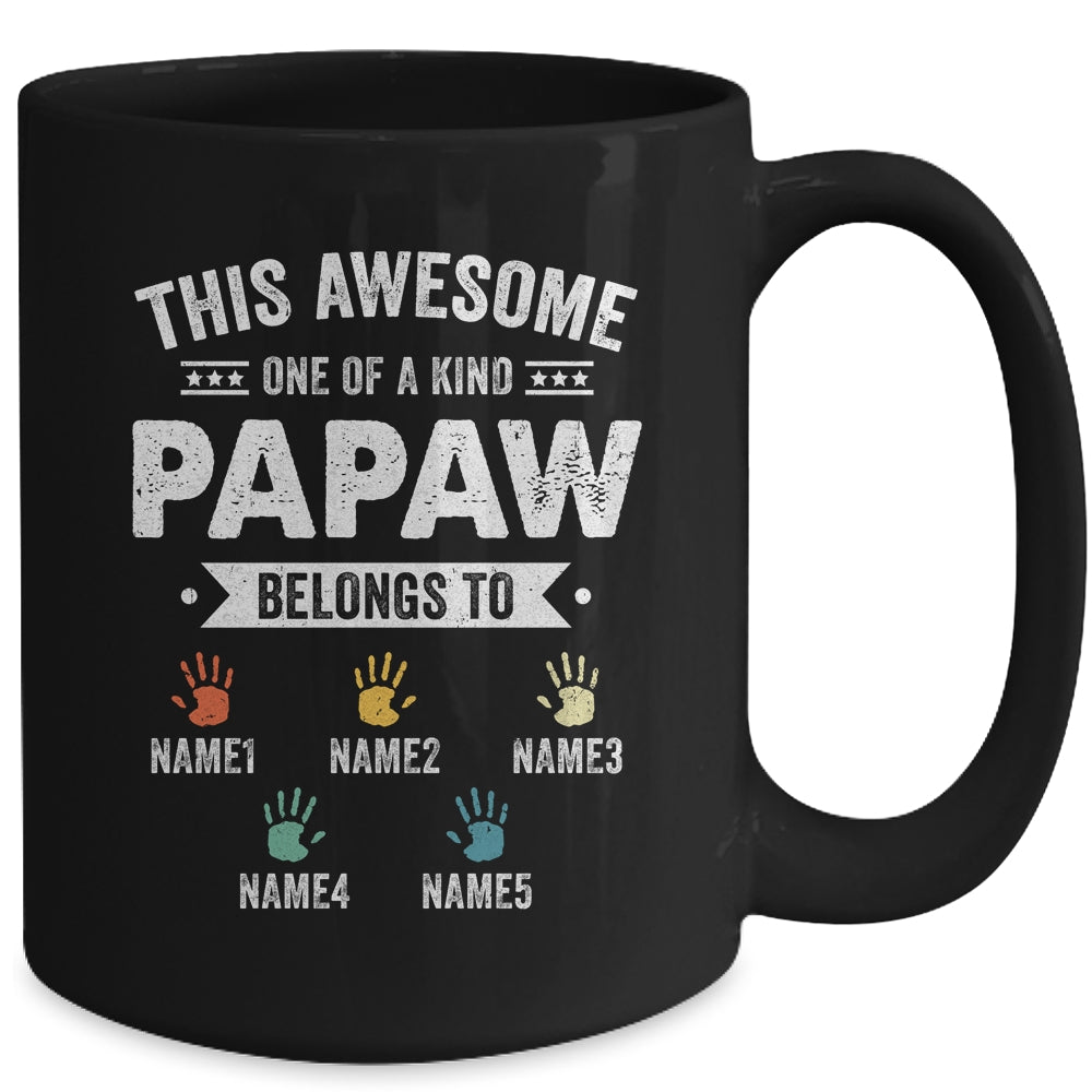 Personalized This Awesome Papaw Belongs To Custom Grandkids Name Color Hand Fathers Day Birthday Christmas Mug | siriusteestore