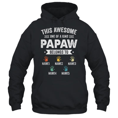 Personalized This Awesome Papaw Belongs To Custom Grandkids Name Color Hand Fathers Day Birthday Christmas Shirt & Hoodie | siriusteestore