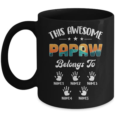 Personalized This Awesome Papaw Belongs To Custom Kids Name Vintage Fathers Day Birthday Christmas Mug | siriusteestore