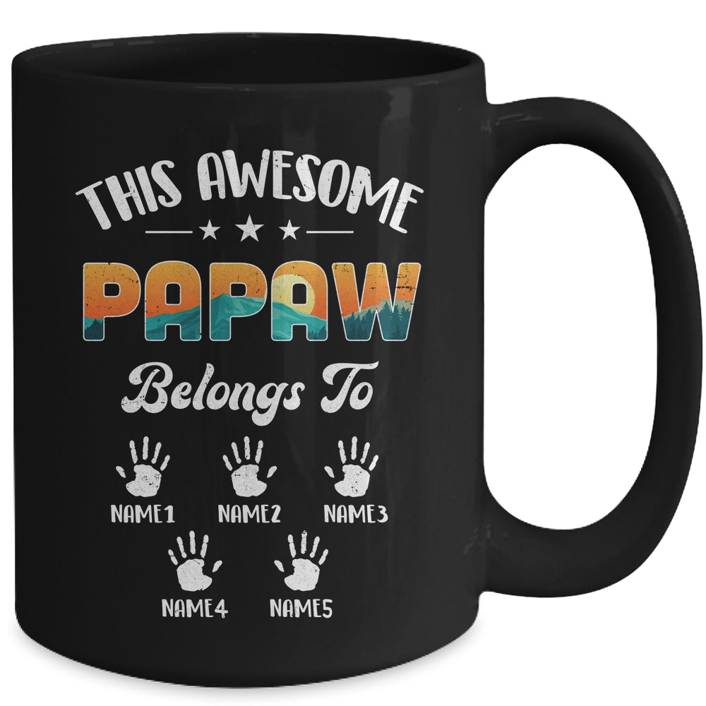 Personalized This Awesome Papaw Belongs To Custom Kids Name Vintage Fathers Day Birthday Christmas Mug | siriusteestore