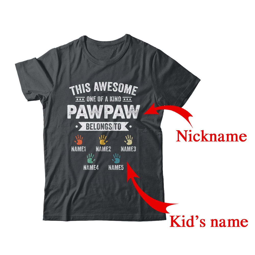 Personalized This Awesome Pawpaw Belongs To Custom Grandkids Name Color Hand Fathers Day Birthday Christmas Shirt & Hoodie | Custom | siriusteestore