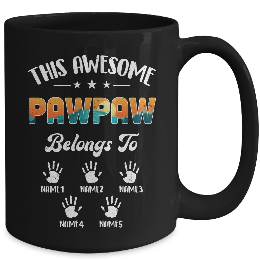 Personalized This Awesome Pawpaw Belongs To Custom Kids Name Vintage Fathers Day Birthday Christmas Mug | siriusteestore