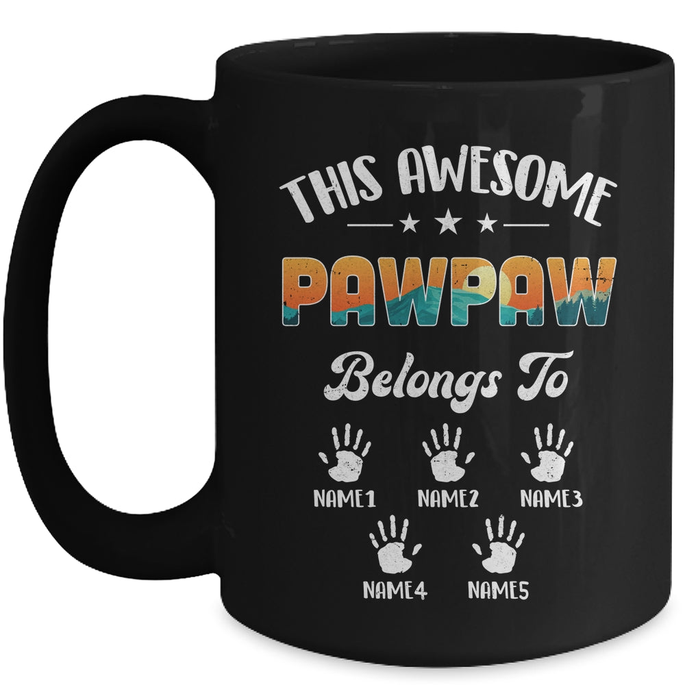 Personalized This Awesome Pawpaw Belongs To Custom Kids Name Vintage Fathers Day Birthday Christmas Mug | siriusteestore