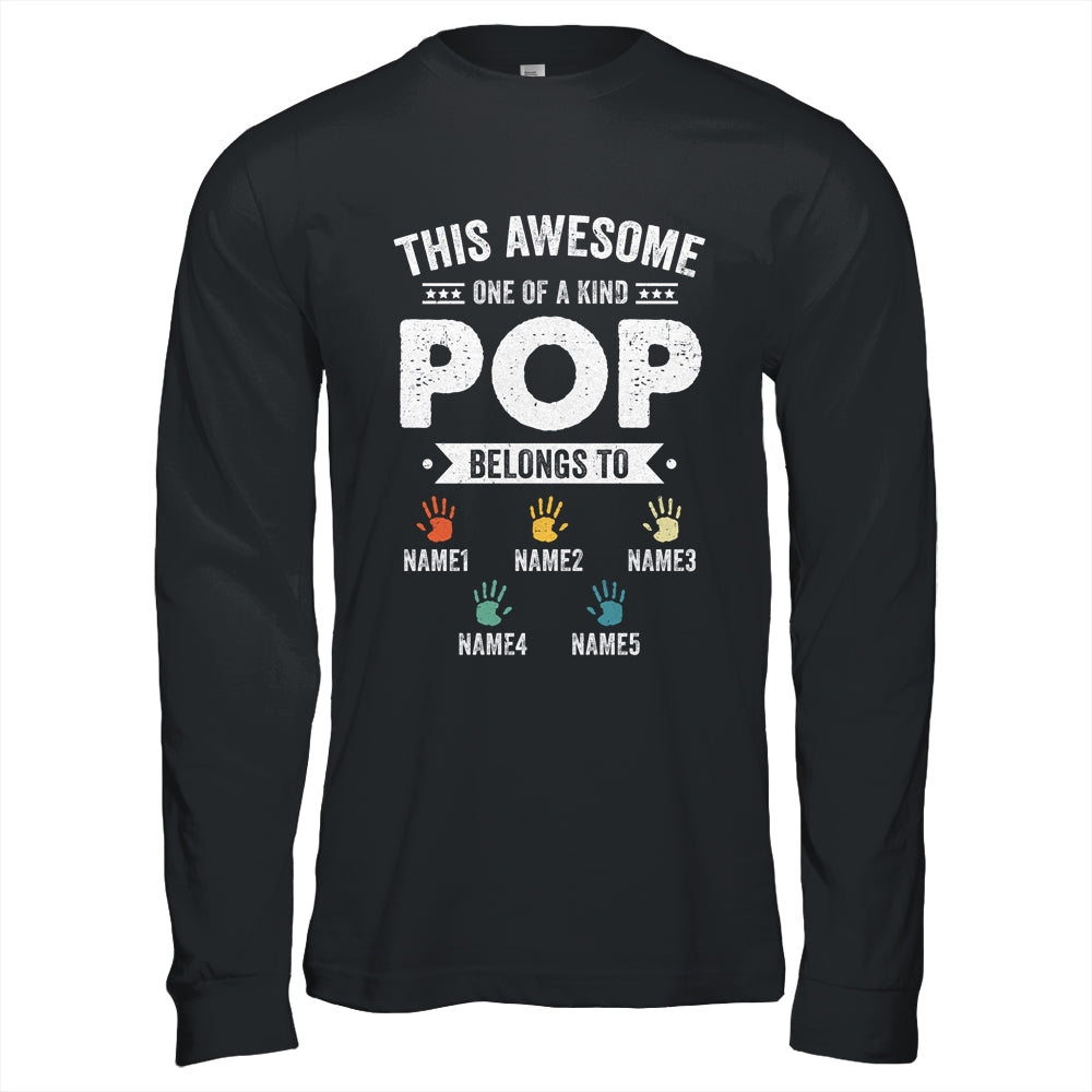 Personalized This Awesome Pop Belongs To Custom Grandkids Name Color Hand Fathers Day Birthday Christmas Shirt & Hoodie | siriusteestore