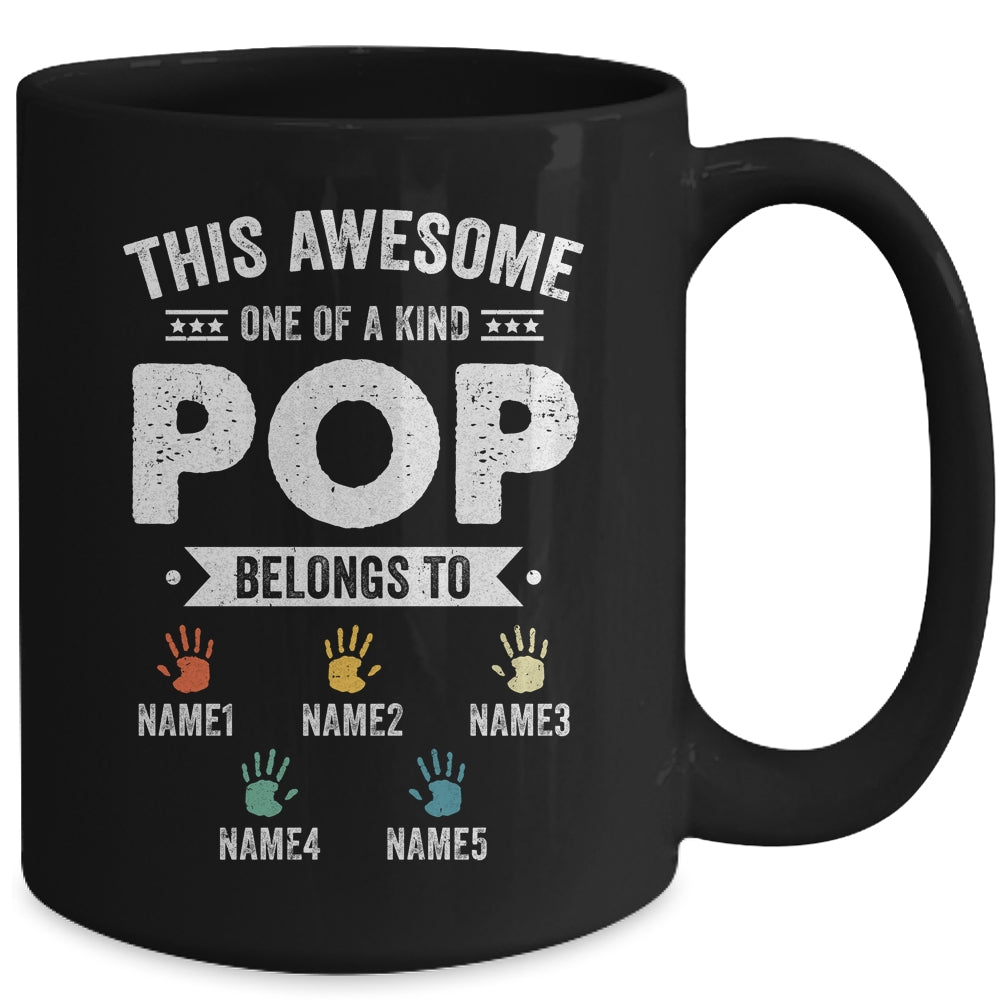Personalized This Awesome Pop Belongs To Custom Grandkids Name Color Hand Fathers Day Birthday Christmas Mug | siriusteestore
