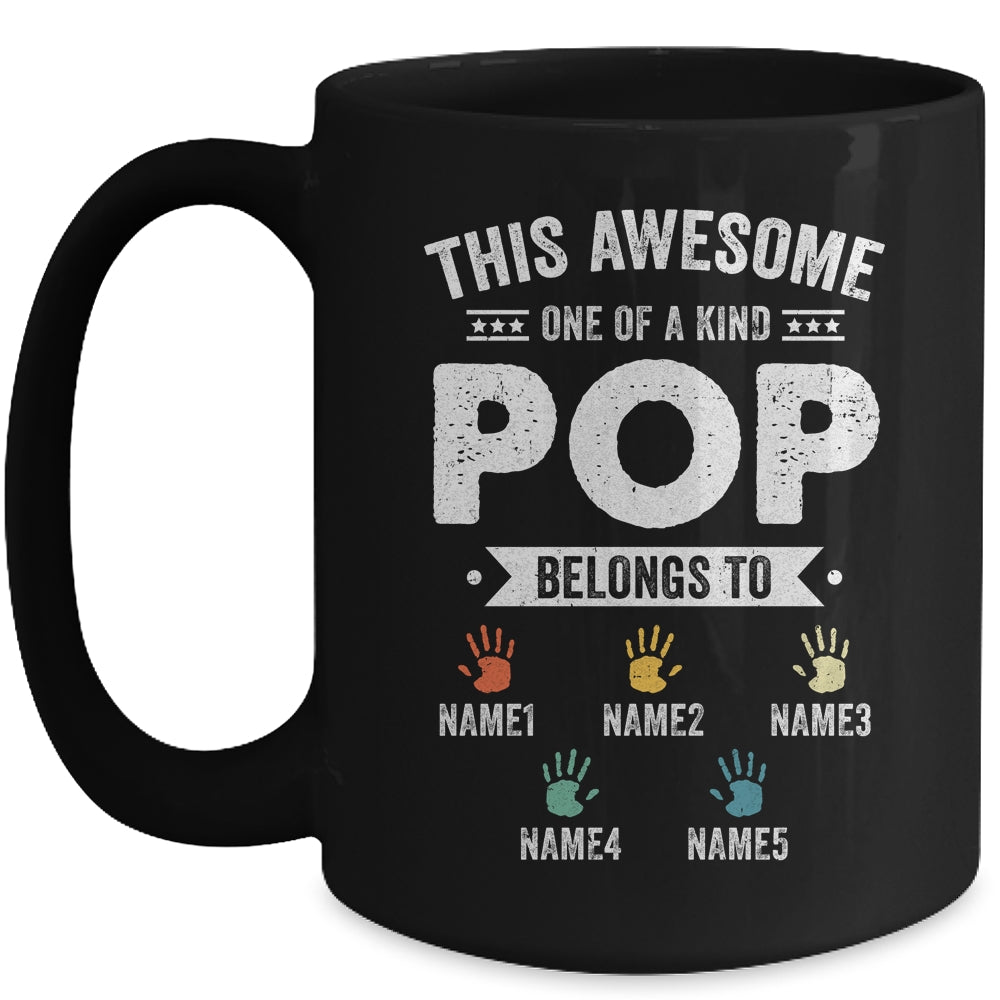 Personalized This Awesome Pop Belongs To Custom Grandkids Name Color Hand Fathers Day Birthday Christmas Mug | siriusteestore