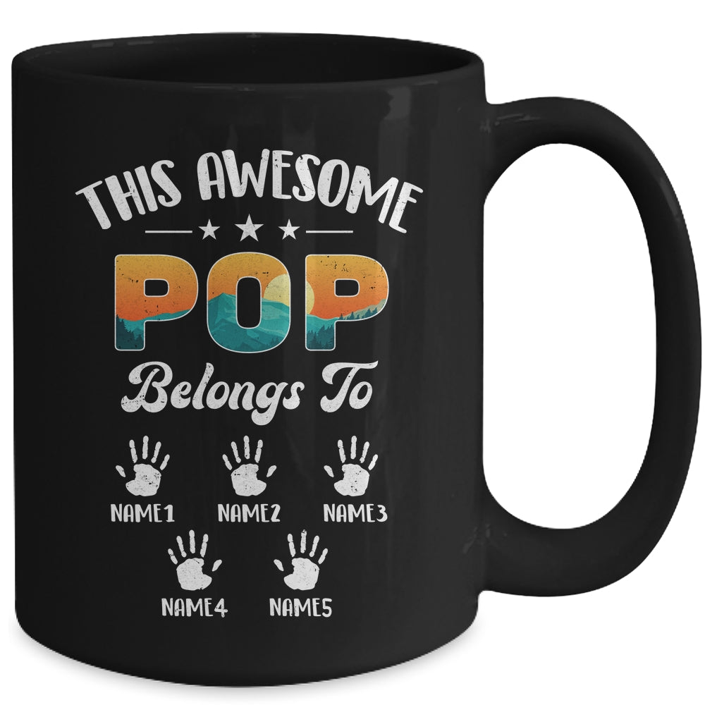 Personalized This Awesome Pop Belongs To Custom Kids Name Vintage Fathers Day Birthday Christmas Mug | siriusteestore