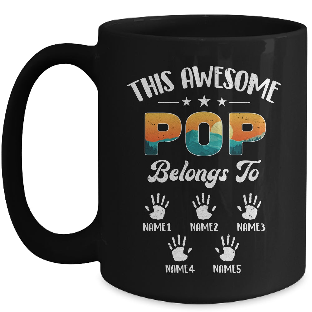 Personalized This Awesome Pop Belongs To Custom Kids Name Vintage Fathers Day Birthday Christmas Mug | siriusteestore