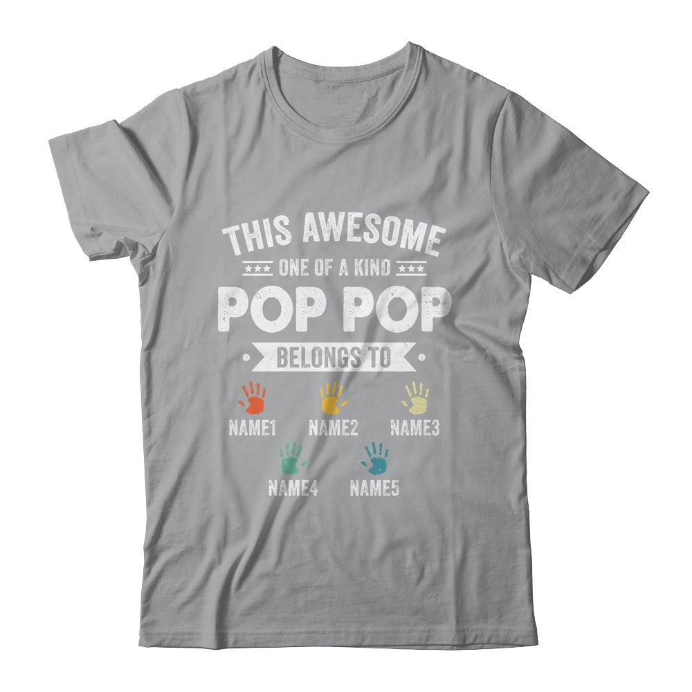 Personalized This Awesome Pop Pop Belongs To Custom Grandkids Name Color Hand Fathers Day Birthday Christmas Shirt & Hoodie | siriusteestore