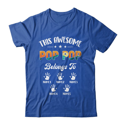 Personalized This Awesome Pop Pop Belongs To Custom Kids Name Vintage Fathers Day Birthday Christmas Shirt & Hoodie | siriusteestore