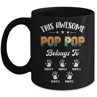 Personalized This Awesome Pop Pop Belongs To Custom Kids Name Vintage Fathers Day Birthday Christmas Mug | siriusteestore