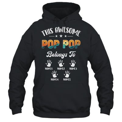 Personalized This Awesome Pop Pop Belongs To Custom Kids Name Vintage Fathers Day Birthday Christmas Shirt & Hoodie | siriusteestore