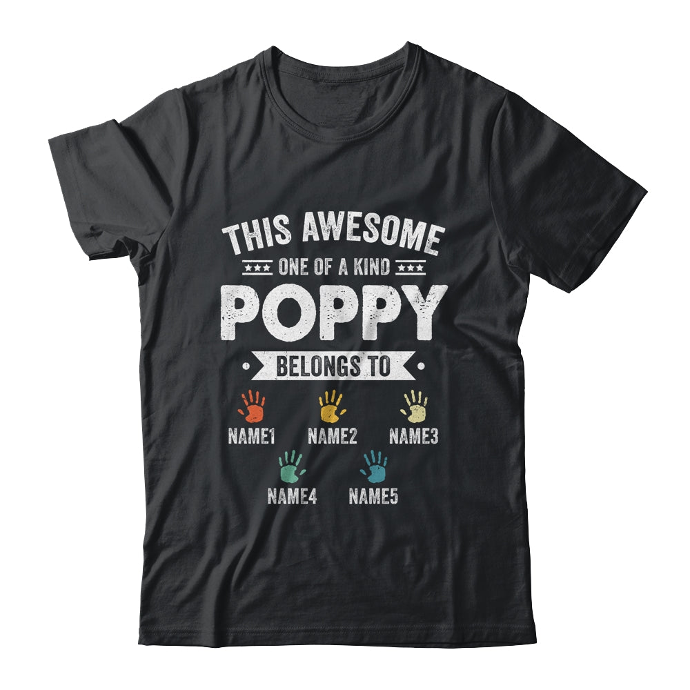Personalized This Awesome Poppy Belongs To Custom Grandkids Name Color Hand Fathers Day Birthday Christmas Shirt & Hoodie | siriusteestore