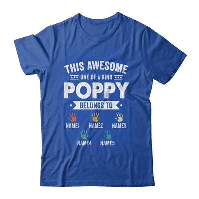 Personalized This Awesome Poppy Belongs To Custom Grandkids Name Color Hand Fathers Day Birthday Christmas Shirt & Hoodie | siriusteestore