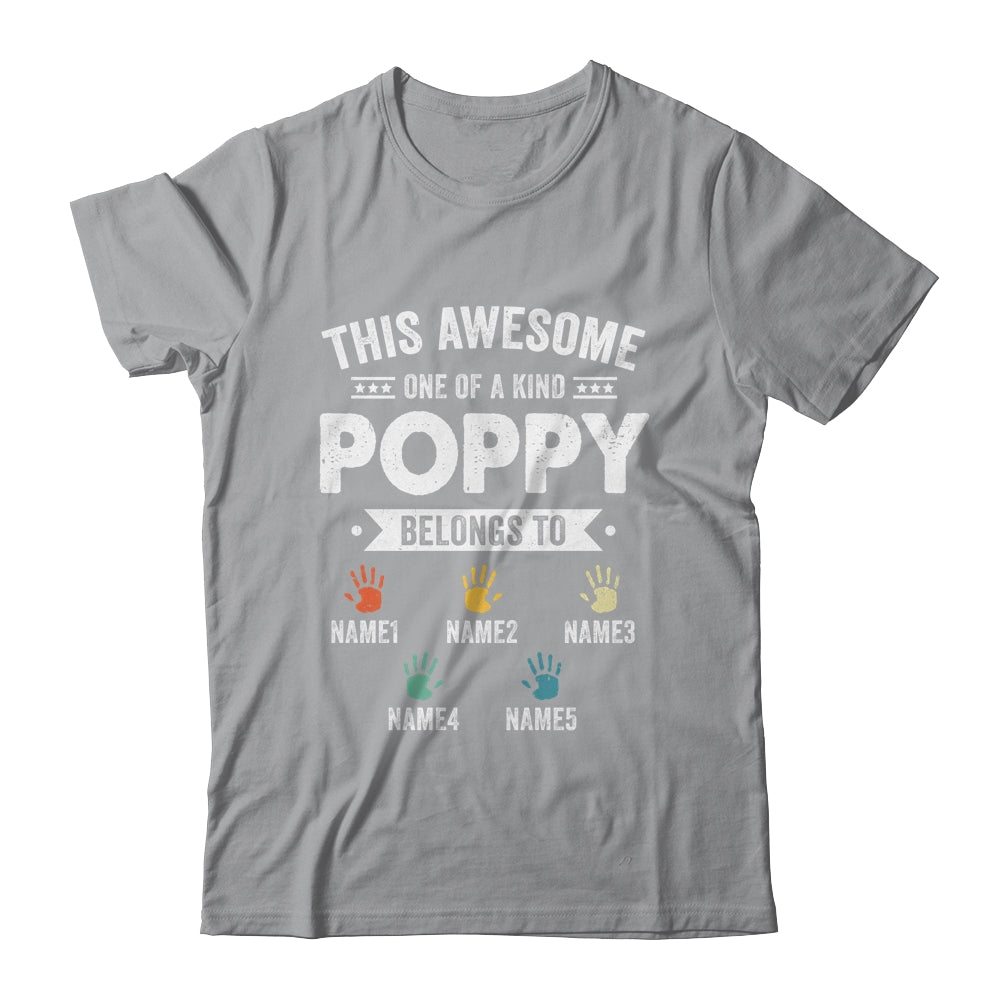 Personalized This Awesome Poppy Belongs To Custom Grandkids Name Color Hand Fathers Day Birthday Christmas Shirt & Hoodie | siriusteestore