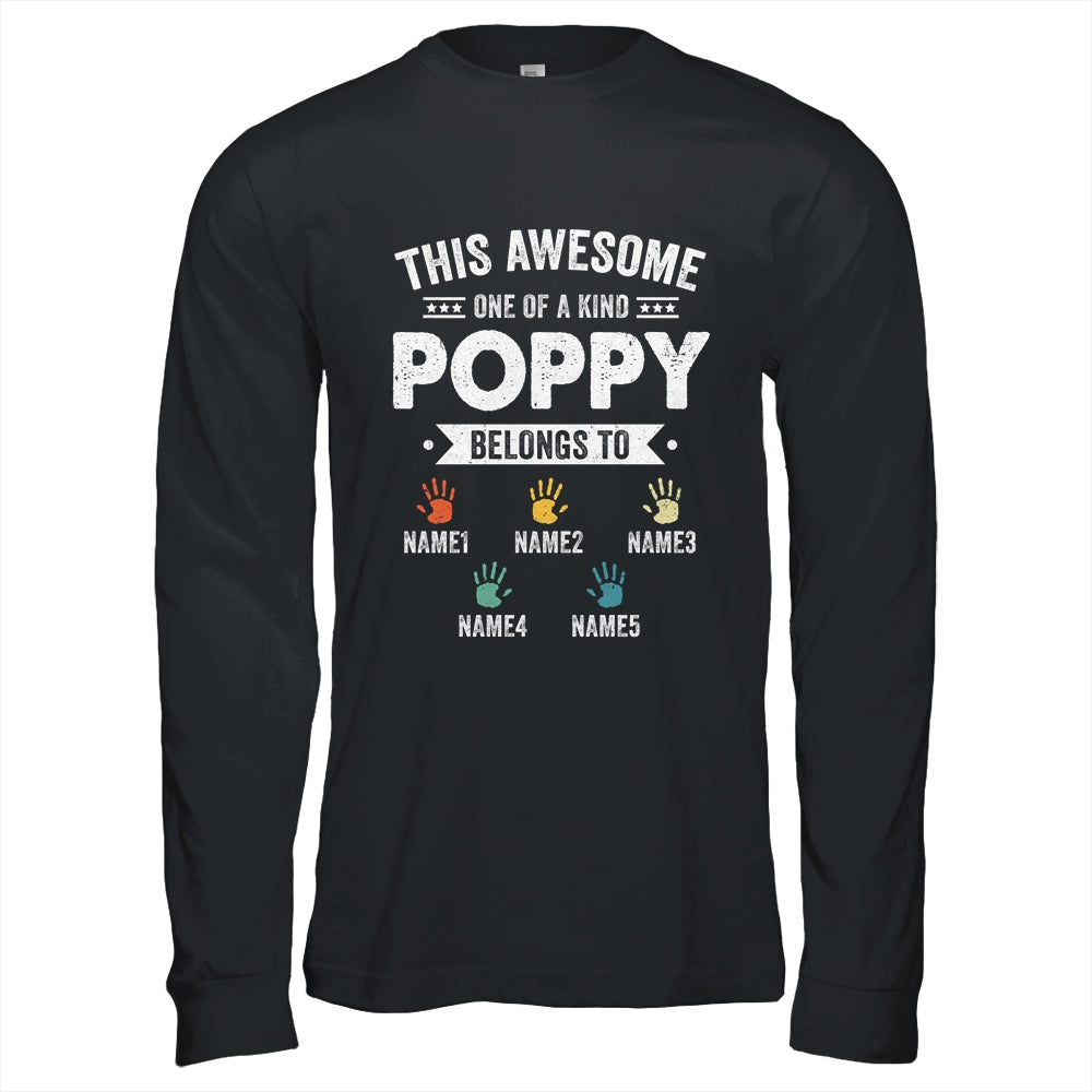 Personalized This Awesome Poppy Belongs To Custom Grandkids Name Color Hand Fathers Day Birthday Christmas Shirt & Hoodie | siriusteestore