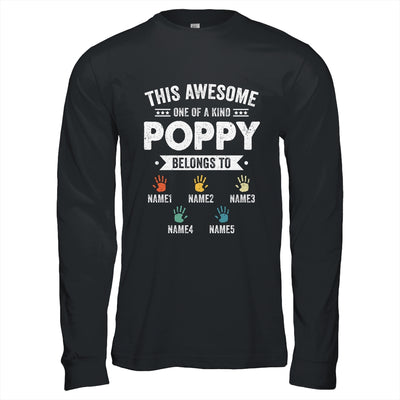 Personalized This Awesome Poppy Belongs To Custom Grandkids Name Color Hand Fathers Day Birthday Christmas Shirt & Hoodie | siriusteestore