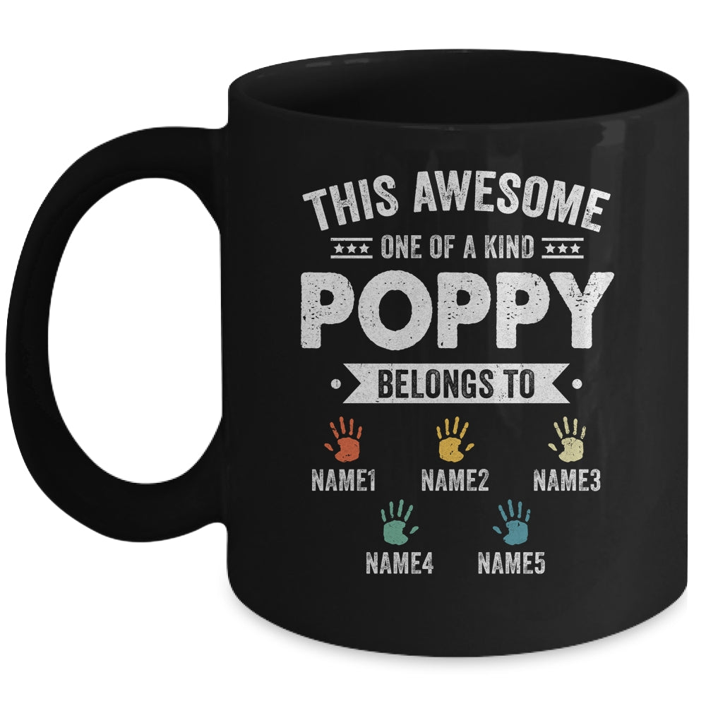 Personalized This Awesome Poppy Belongs To Custom Grandkids Name Color Hand Fathers Day Birthday Christmas Mug | siriusteestore