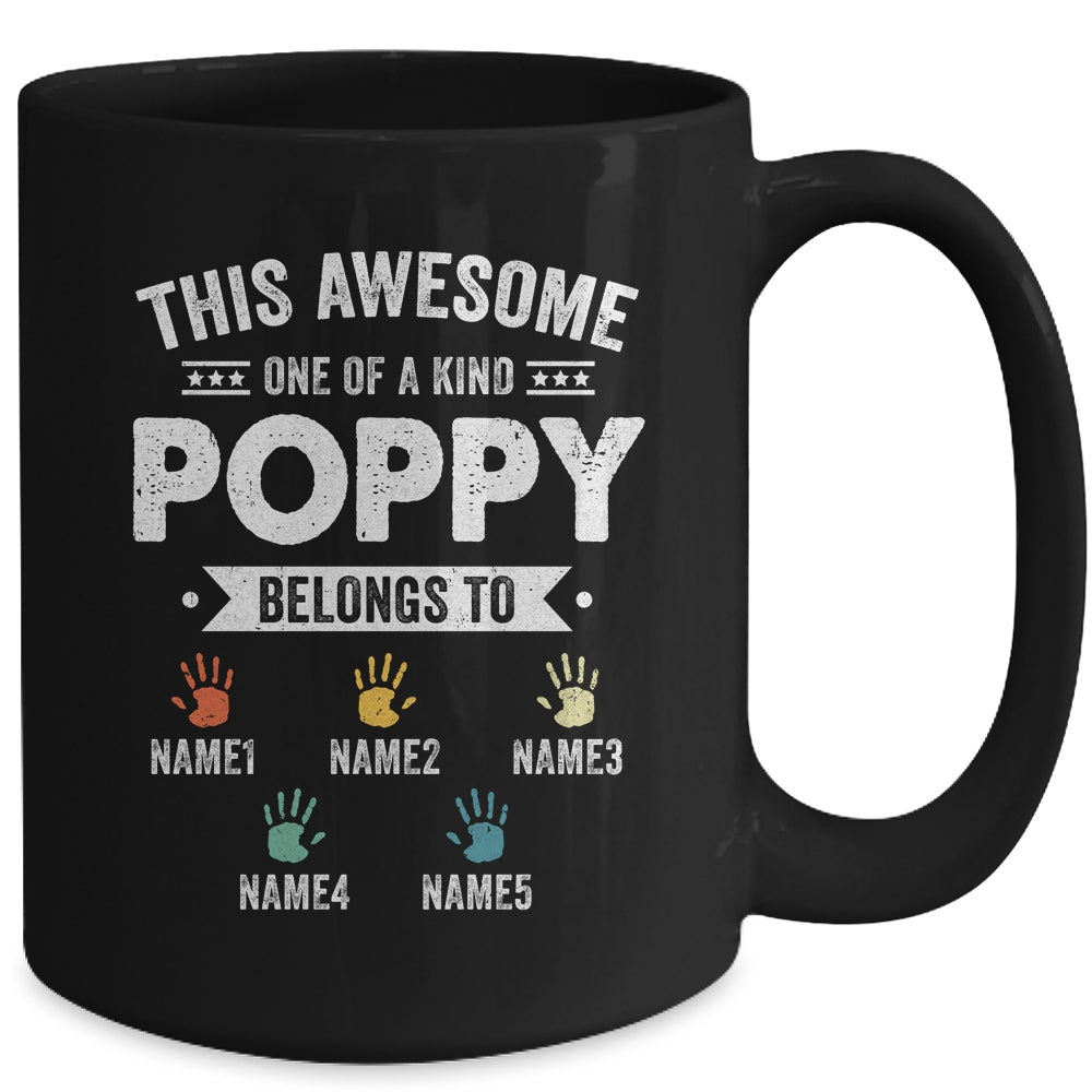 Personalized This Awesome Poppy Belongs To Custom Grandkids Name Color Hand Fathers Day Birthday Christmas Mug | siriusteestore