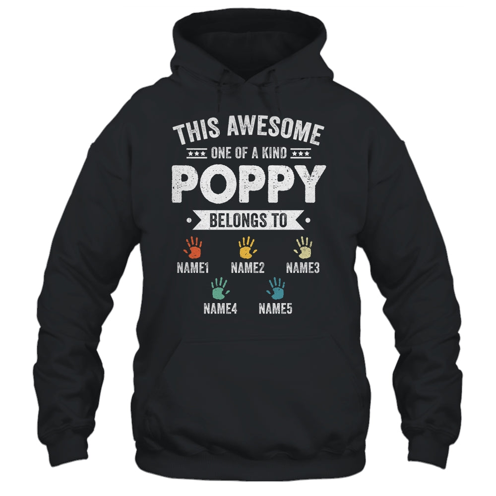 Personalized This Awesome Poppy Belongs To Custom Grandkids Name Color Hand Fathers Day Birthday Christmas Shirt & Hoodie | siriusteestore
