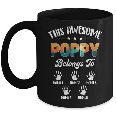 Personalized This Awesome Poppy Belongs To Custom Kids Name Vintage Fathers Day Birthday Christmas Mug | siriusteestore