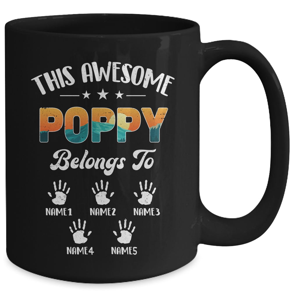 Personalized This Awesome Poppy Belongs To Custom Kids Name Vintage Fathers Day Birthday Christmas Mug | siriusteestore