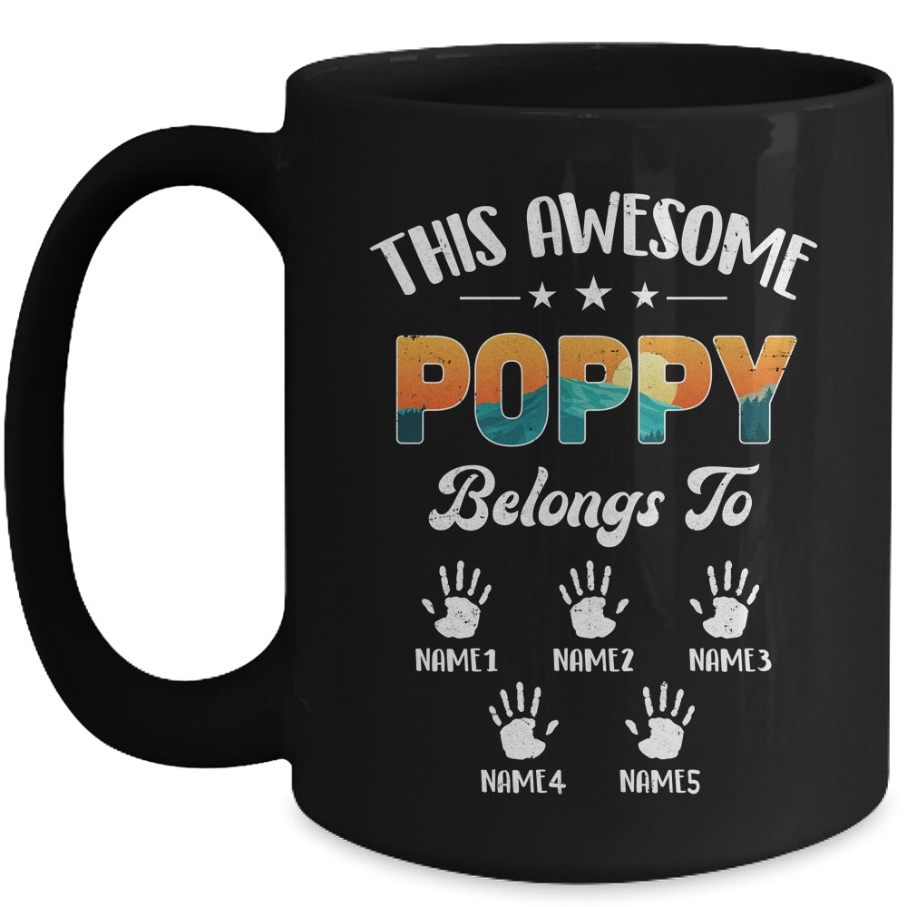 Personalized This Awesome Poppy Belongs To Custom Kids Name Vintage Fathers Day Birthday Christmas Mug | siriusteestore