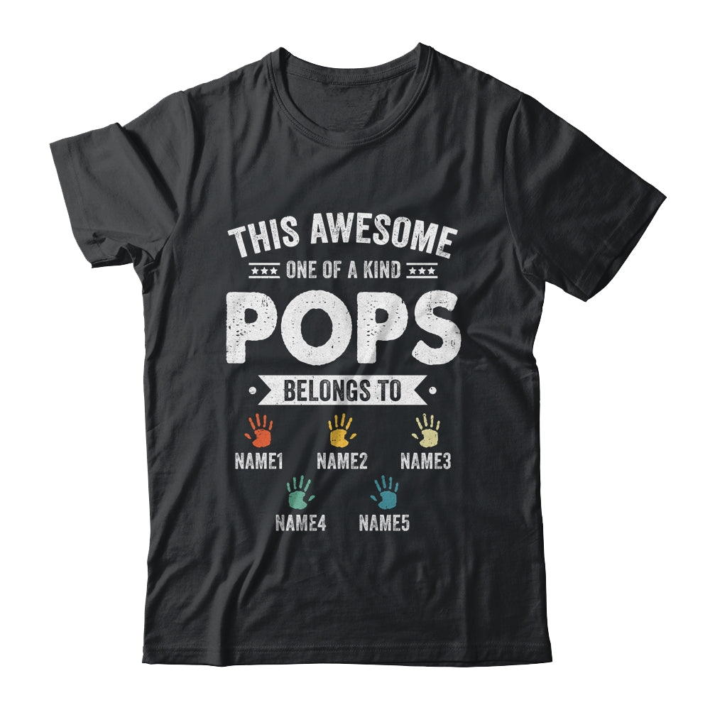 Personalized This Awesome Pops Belongs To Custom Grandkids Name Color Hand Fathers Day Birthday Christmas Shirt & Hoodie | siriusteestore