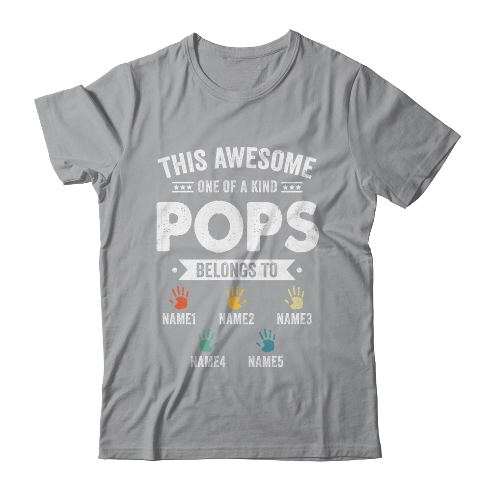 Personalized This Awesome Pops Belongs To Custom Grandkids Name Color Hand Fathers Day Birthday Christmas Shirt & Hoodie | siriusteestore