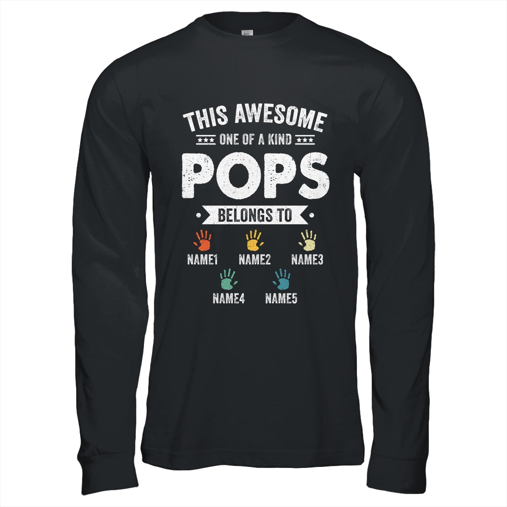 Personalized This Awesome Pops Belongs To Custom Grandkids Name Color Hand Fathers Day Birthday Christmas Shirt & Hoodie | siriusteestore