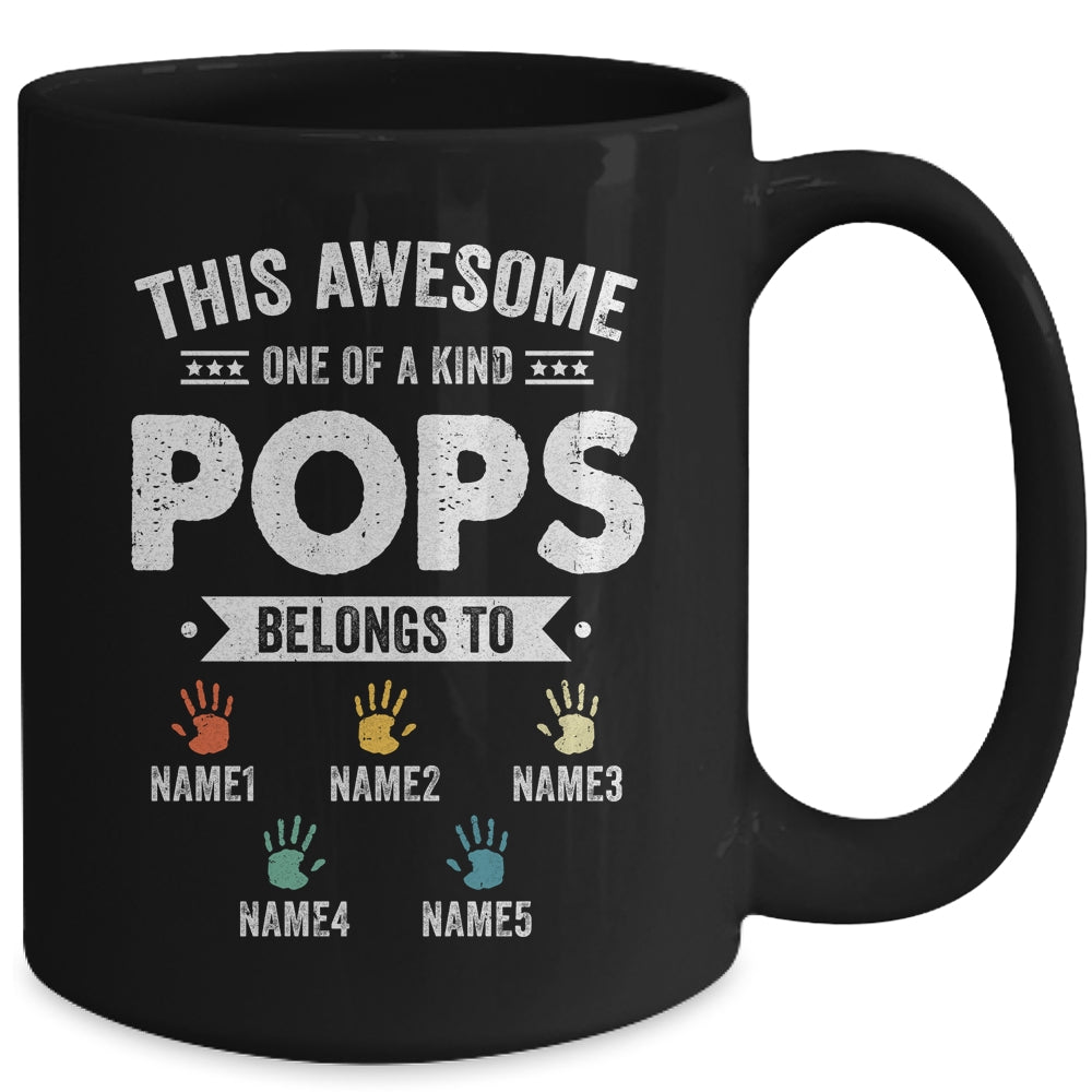 Personalized This Awesome Pops Belongs To Custom Grandkids Name Color Hand Fathers Day Birthday Christmas Mug | siriusteestore