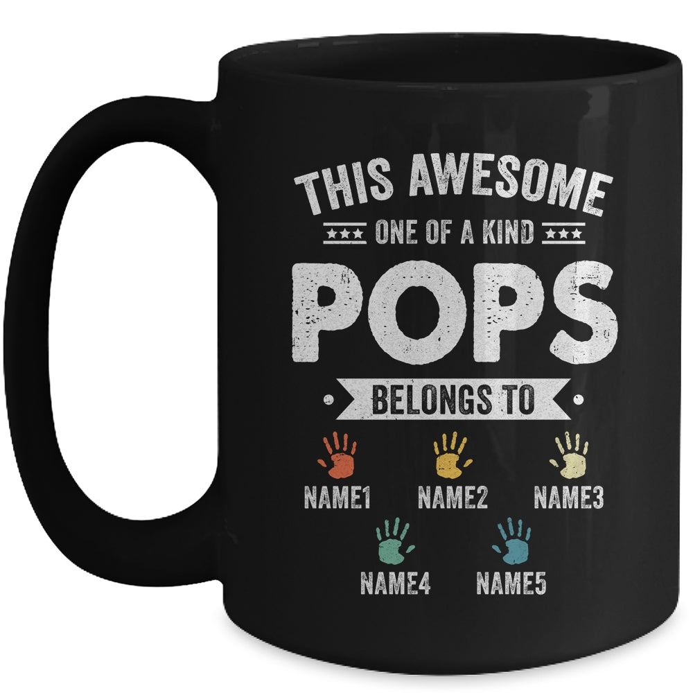Personalized This Awesome Pops Belongs To Custom Grandkids Name Color Hand Fathers Day Birthday Christmas Mug | siriusteestore