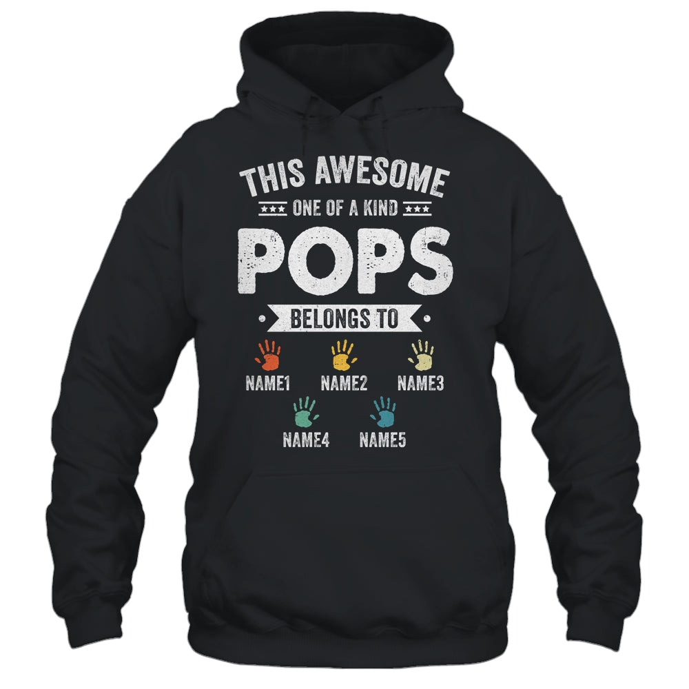 Personalized This Awesome Pops Belongs To Custom Grandkids Name Color Hand Fathers Day Birthday Christmas Shirt & Hoodie | siriusteestore