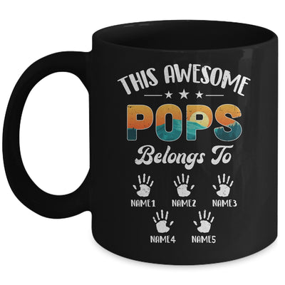 Personalized This Awesome Pops Belongs To Custom Kids Name Vintage Fathers Day Birthday Christmas Mug | siriusteestore