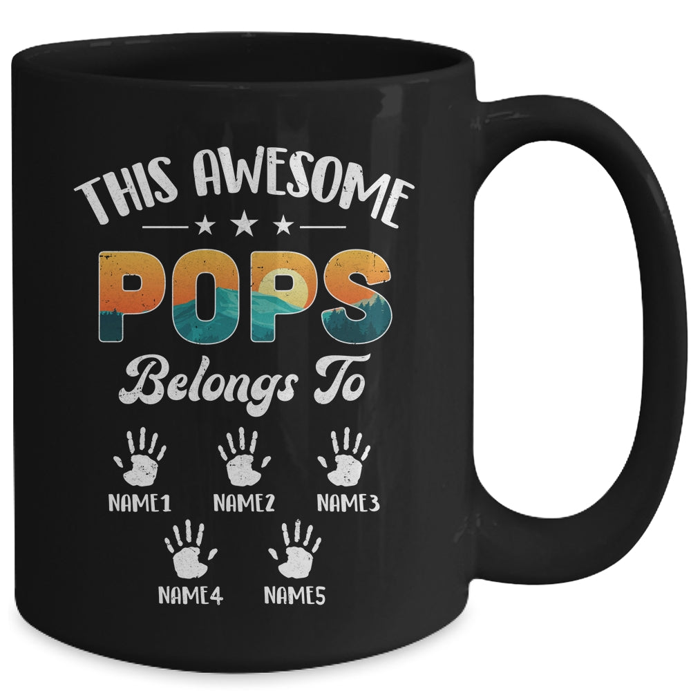 Personalized This Awesome Pops Belongs To Custom Kids Name Vintage Fathers Day Birthday Christmas Mug | siriusteestore