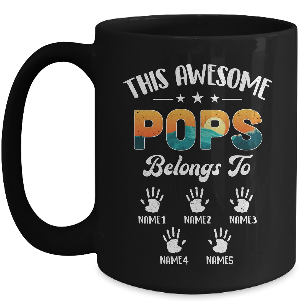 Personalized This Awesome Pops Belongs To Custom Kids Name Vintage Fathers Day Birthday Christmas Mug | siriusteestore