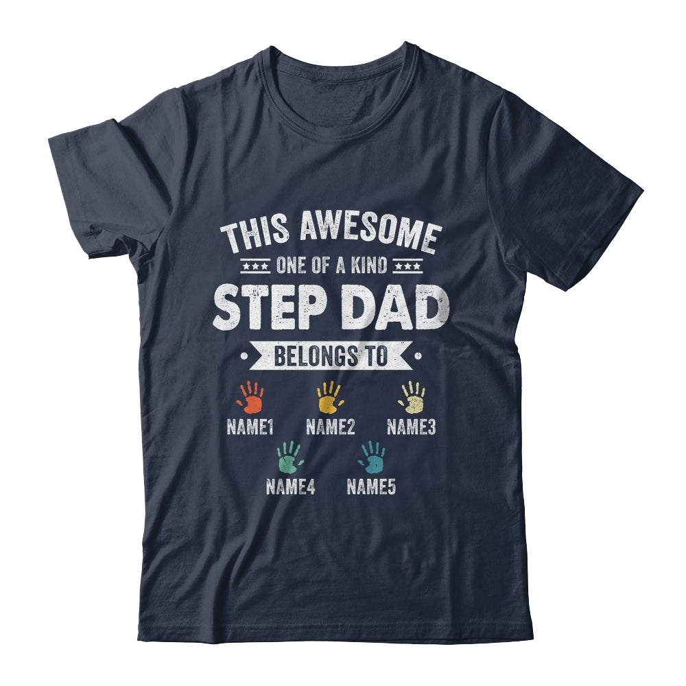 Personalized This Awesome Stepdad Belongs To Custom Kids Name Color Hand Fathers Day Birthday Christmas Shirt & Hoodie | siriusteestore