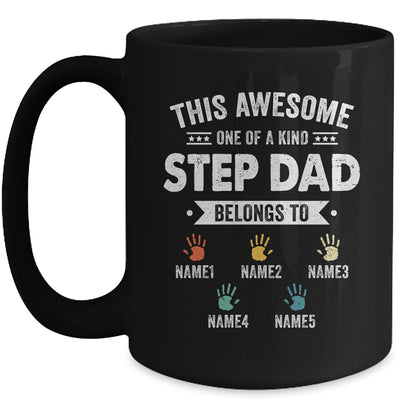 Personalized This Awesome Stepdad Belongs To Custom Kids Name Color Hand Fathers Day Birthday Christmas Mug | siriusteestore